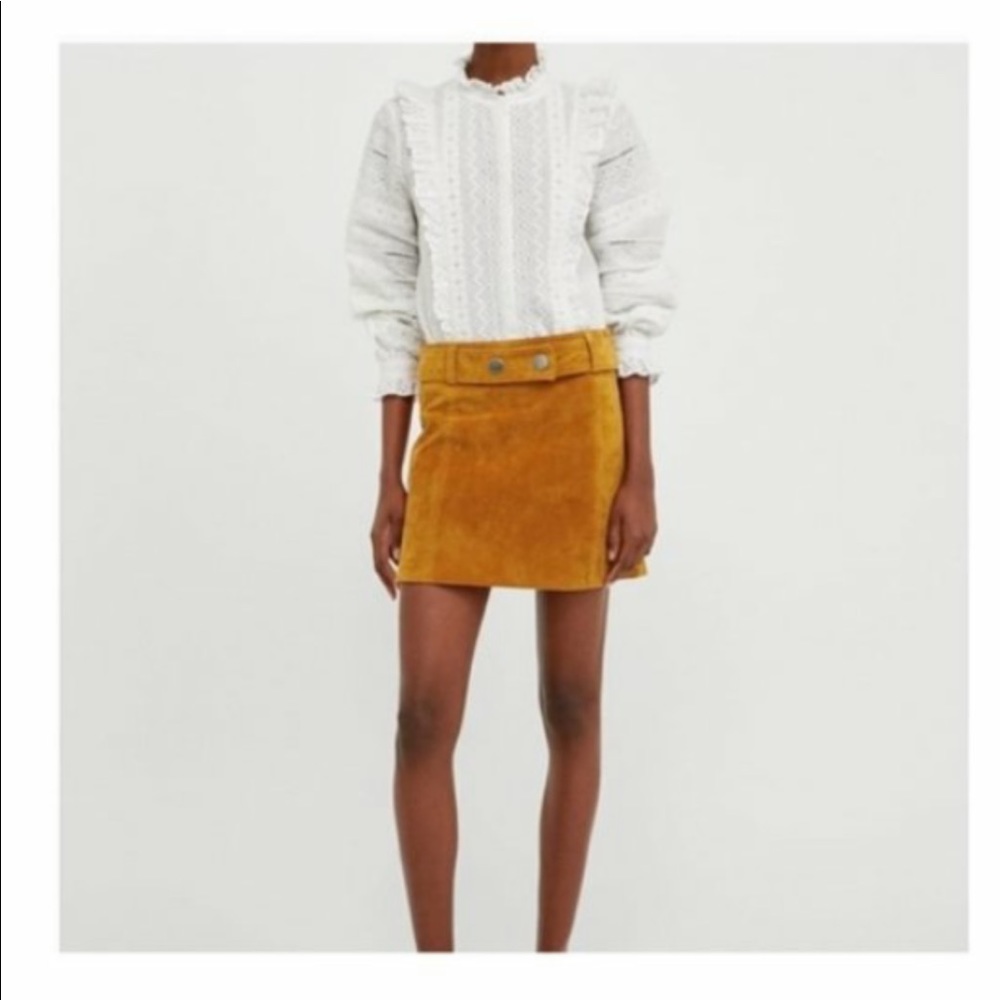 Zara 100% Suede Mini Skirt in Mustard Color